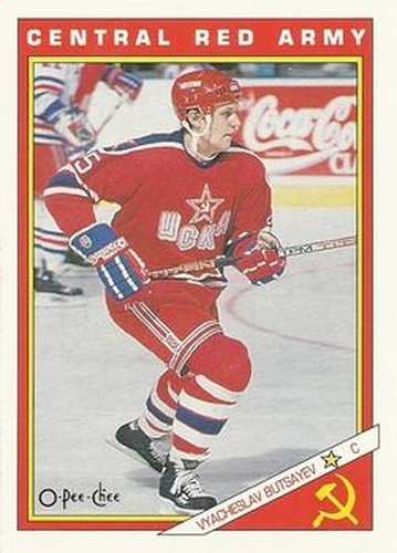 #12R Viacheslav Butsayev - CSKA Moscow - 1991-92 O-Pee-Chee Hockey - Sharks & Russians