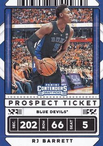 #12 RJ Barrett - Duke Blue Devils - 2020 Panini Contenders Draft Picks Basketball