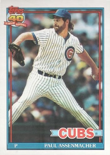 #12 Paul Assenmacher - Chicago Cubs - 1991 Topps Baseball