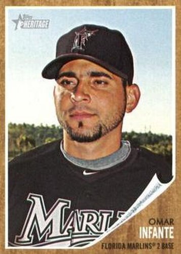 #130 Omar Infante - Florida Marlins - 2011 Topps Heritage Baseball