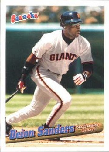#130 Deion Sanders - San Francisco Giants - 1996 Bazooka Baseball