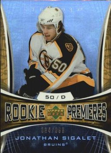 #130 Jonathan Sigalet - Boston Bruins - 2007-08 Upper Deck Trilogy Hockey