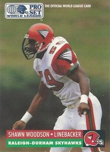 #130 Shawn Woodson - Raleigh-Durham Skyhawks - 1991 Pro Set WLAF Football