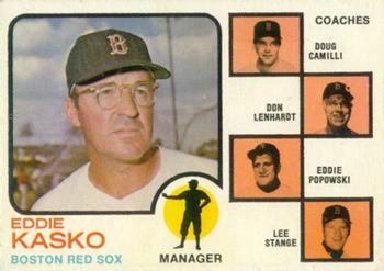 #131a Red Sox Field Leaders Eddie Kasko / Doug Camilli / Don Lenhardt / Eddie Popowski / Lee Stange - Boston Red Sox - 1973 Topps Baseball