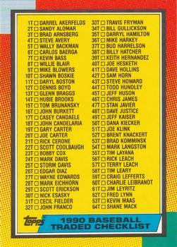 #132T Checklist: 1T-132T - 1990 Topps Traded Baseball
