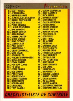 #132 Checklist - 1990-91 O-Pee-Chee Premier Hockey