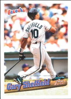 #132 Gary Sheffield - Florida Marlins - 1996 Bazooka Baseball