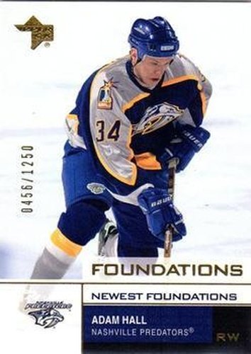 #134 Adam Hall - Nashville Predators - 2002-03 Upper Deck Foundations Hockey