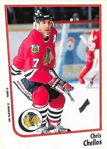 #134 Chris Chelios - Chicago Blackhawks - 1994-95 Panini Hockey Stickers