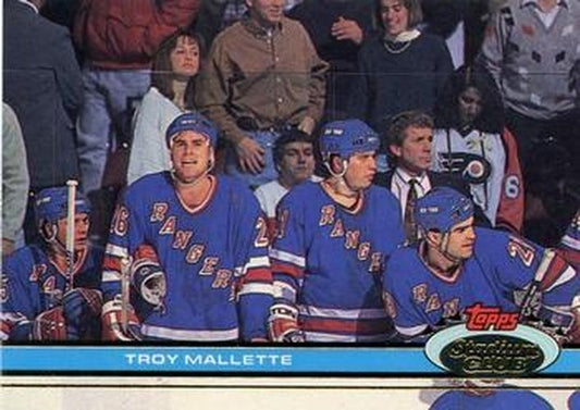#134 Troy Mallette - New York Rangers - 1991-92 Stadium Club Hockey