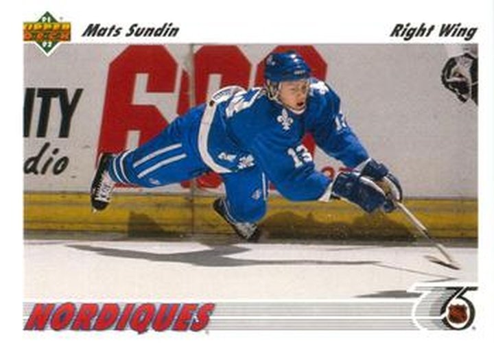 #134 Mats Sundin - Quebec Nordiques - 1991-92 Upper Deck Hockey