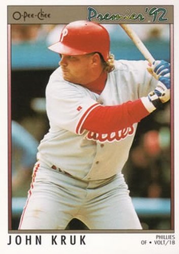 #134 John Kruk - Philadelphia Phillies - 1992 O-Pee-Chee Premier Baseball