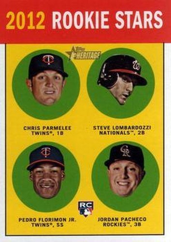#135 Chris Parmelee / Steve Lombardozzi / Pedro Florimon / Jordan Pacheco - Minnesota Twins / Washington Nationals / Minnesota Twins / Colorado Rockies - 2012 Topps Heritage Baseball