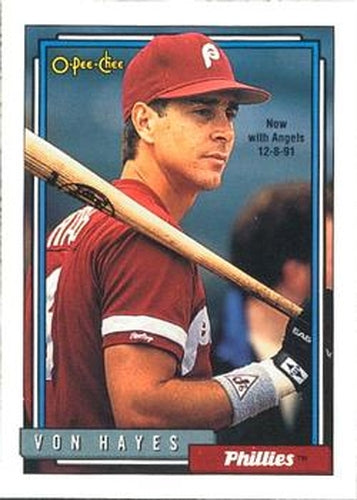 #135 Von Hayes - California Angels - 1992 O-Pee-Chee Baseball