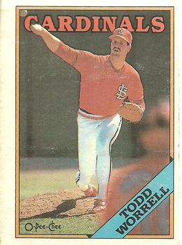 #135 Todd Worrell - St. Louis Cardinals - 1988 O-Pee-Chee Baseball