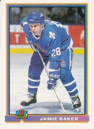 #136 Jamie Baker - Quebec Nordiques - 1991-92 Bowman Hockey