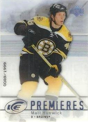 #136 Matt Hunwick - Boston Bruins - 2007-08 Upper Deck Ice Hockey