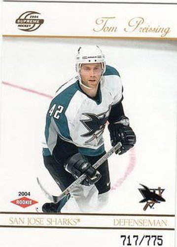 #137 Tom Preissing - San Jose Sharks - 2003-04 Pacific Supreme Hockey
