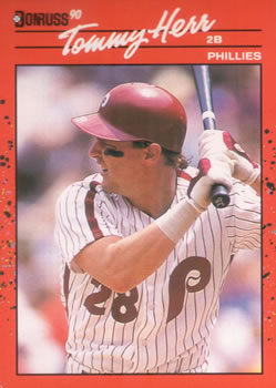 #75 Tommy Herr - Philadelphia Phillies - 1990 Donruss Baseball