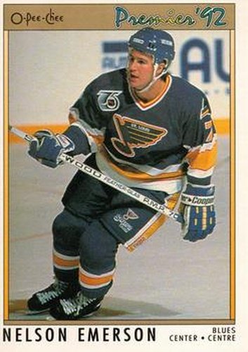 #138 Nelson Emerson - St. Louis Blues - 1991-92 O-Pee-Chee Premier Hockey