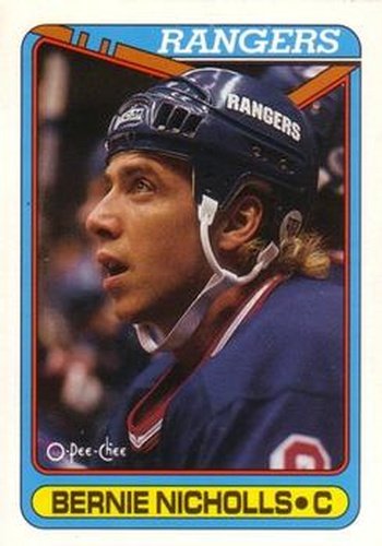 #13 Bernie Nicholls - New York Rangers - 1990-91 O-Pee-Chee Hockey
