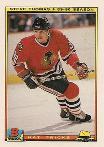 #13 Steve Thomas - Chicago Blackhawks - 1990-91 Bowman Hockey - Hat Tricks