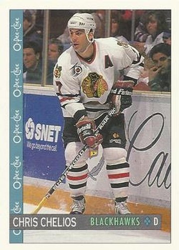 #13 Chris Chelios - Chicago Blackhawks - 1992-93 O-Pee-Chee Hockey