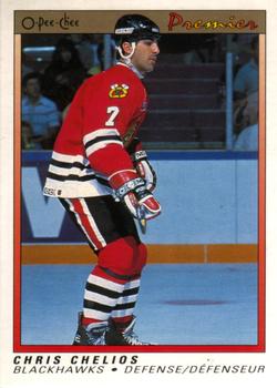 #13 Chris Chelios - Chicago Blackhawks - 1990-91 O-Pee-Chee Premier Hockey