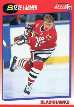 #140 Steve Larmer - Chicago Blackhawks - 1991-92 Score Canadian Bilingual Hockey
