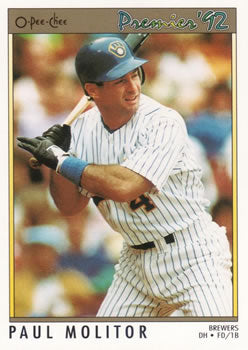 #141 Paul Molitor - Milwaukee Brewers - 1992 O-Pee-Chee Premier Baseball