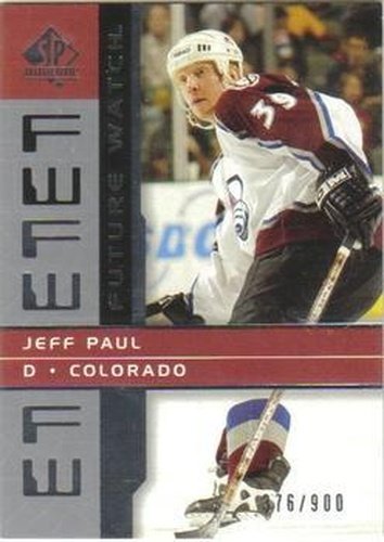 #141 Jeff Paul - Colorado Avalanche - 2002-03 SP Authentic Hockey