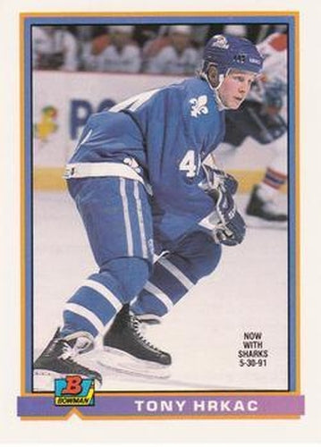#141 Tony Hrkac - San Jose Sharks - 1991-92 Bowman Hockey
