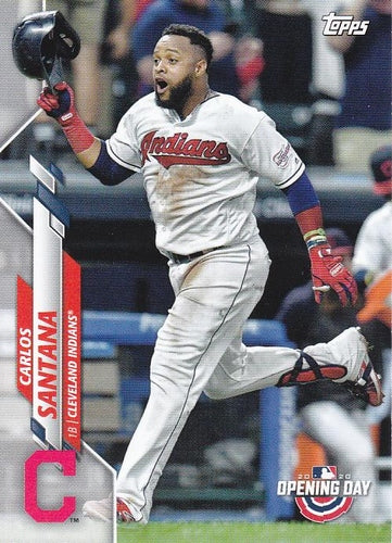 #142 Carlos Santana - Cleveland Indians - 2020 Topps Opening Day Baseball