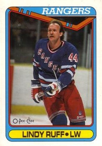 #143 Lindy Ruff - New York Rangers - 1990-91 O-Pee-Chee Hockey