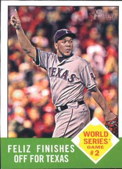 #143 Feliz Finishes Off for Texas - Texas Rangers - 2012 Topps Heritage Baseball