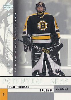 #143 Tim Thomas - Boston Bruins - 2002-03 Upper Deck Mask Collection Hockey
