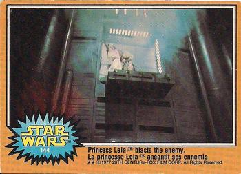#144 Princess Leia blasts the enemy - 1977 O-Pee-Chee Star Wars