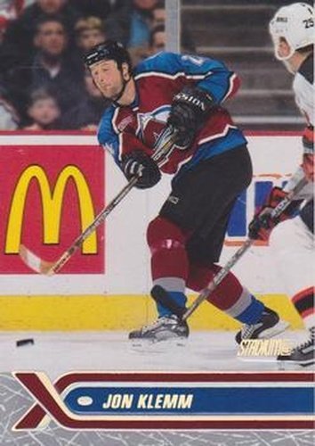 #144 Jon Klemm - Colorado Avalanche - 2000-01 Stadium Club Hockey