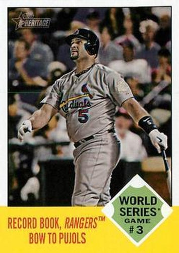 #144 Record Book, Rangers Bow to Pujols - St. Louis Cardinals - 2012 Topps Heritage Baseball