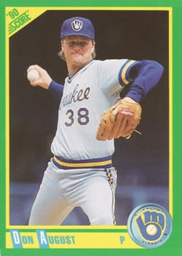 #144 Don August - Milwaukee Brewers - 1990 Score Baseball