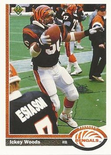 #145 Ickey Woods - Cincinnati Bengals - 1991 Upper Deck Football