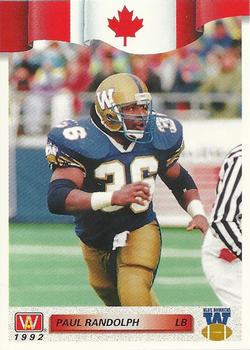 #145 Paul Randolph - Winnipeg Blue Bombers - 1992 All World CFL Football