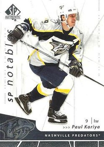#145 Paul Kariya - Nashville Predators - 2006-07 SP Authentic Hockey