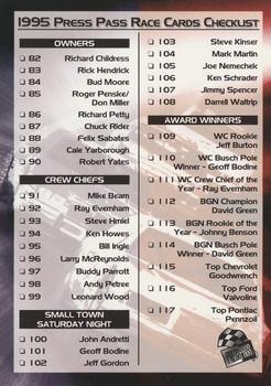 #145 Checklist - 1995 Press Pass Racing