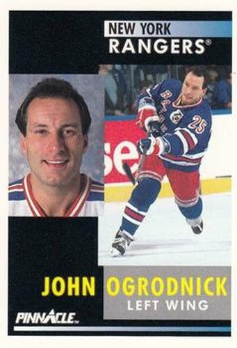 #145 John Ogrodnick - New York Rangers - 1991-92 Pinnacle Hockey