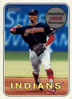 #145d Francisco Lindor - Cleveland Indians - 2018 Topps Heritage Baseball