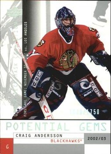 #146 Craig Andersson - Chicago Blackhawks - 2002-03 Upper Deck Mask Collection Hockey