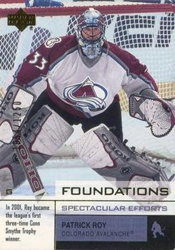 #147 Patrick Roy - Colorado Avalanche - 2002-03 Upper Deck Foundations Hockey
