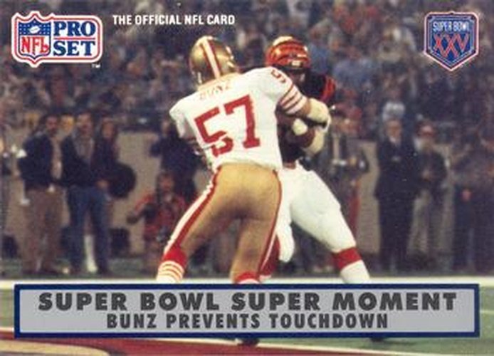 #147 Dan Bunz - San Francisco 49ers - 1990-91 Pro Set Super Bowl XXV Silver Anniversary Football