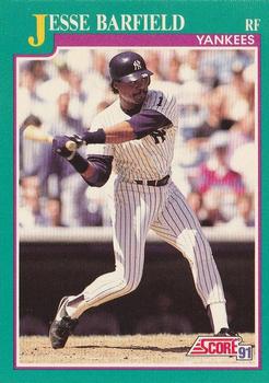 #148 Jesse Barfield - New York Yankees - 1991 Score Baseball